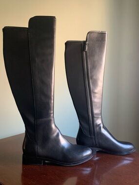 Cole Haan Izzy Black Leather Over the Knee Boots